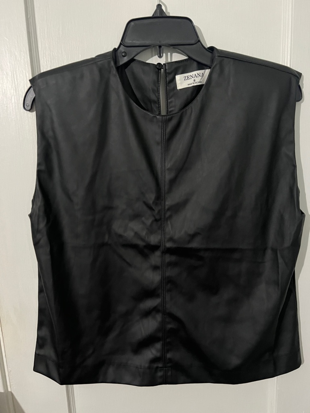 Zenana Outfitters Black Faux Leather Sleeveless Top